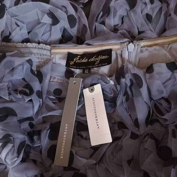 Anthropologie Geisha Designs Appliqued Tulle Strapless Midi Dress - Picture 5 of 11